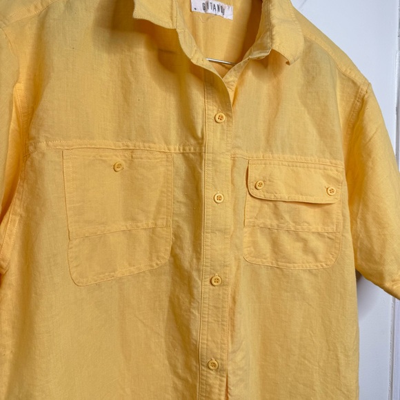 Vintage Gitano Casual Button Up Blouse No Size Linen? Short Sleeve Summer - Picture 2 of 9